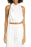 Cult Gaia Adrienne Halter Neck Crop Top In Off White
