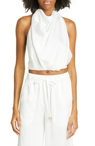 Cult Gaia Adrienne Halter Neck Crop Top In Off White