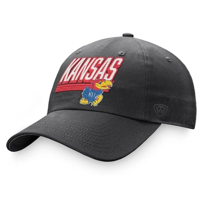 TOP OF THE WORLD TOP OF THE WORLD CHARCOAL KANSAS JAYHAWKS SLICE ADJUSTABLE HAT