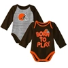 OUTERSTUFF NEWBORN & INFANT BROWN/HEATHERED GRAY CLEVELAND BROWNS BORN TO WIN TWO-PACK LONG SLEEVE BODYSUIT SET
