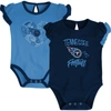 OUTERSTUFF NEWBORN & INFANT NAVY/LIGHT BLUE TENNESSEE TITANS TOO MUCH LOVE TWO-PIECE BODYSUIT SET