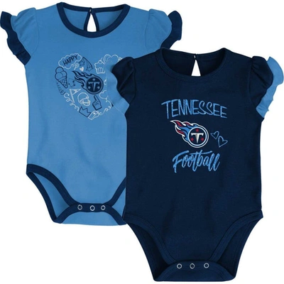 OUTERSTUFF NEWBORN & INFANT NAVY/LIGHT BLUE TENNESSEE TITANS TOO MUCH LOVE TWO-PIECE BODYSUIT SET