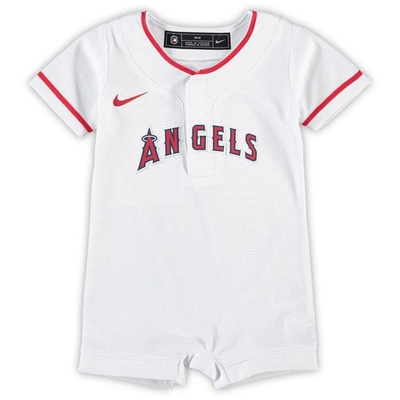 NIKE NEWBORN & INFANT NIKE WHITE LOS ANGELES ANGELS OFFICIAL JERSEY ROMPER