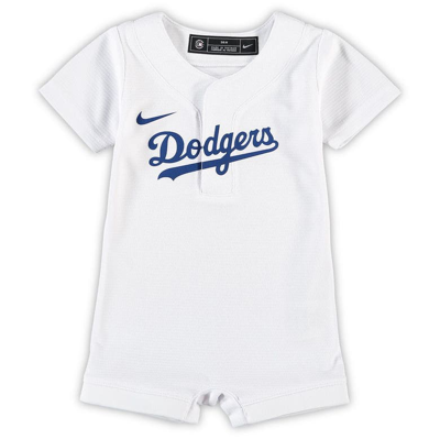 Nike Babies' Newborn And Infant Boys And Girls  White Los Angeles Dodgers Official Jersey Romper