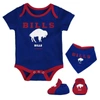 MITCHELL & NESS NEWBORN & INFANT MITCHELL & NESS ROYAL/RED BUFFALO BILLS THROWBACK BODYSUIT BIB & BOOTIES SET