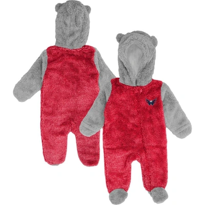 Outerstuff Babies' Newborn And Infant Boys And Girls Red Washington Capitals Game Nap Teddy Fleece Bunting Full-zip Sle