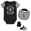 Outerstuff Newborn & Infant Black/heather Gray Chicago White Sox Little Champ Three-pack Bodysuit Bib & Booties In Black