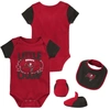 Outerstuff Newborn And Infant Boys And Girls Red, Black Tampa Bay Buccaneers Little Champ Three-piece Bodysuit In Red
