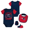 Outerstuff Newborn And Infant Boys And Girls Navy, Red New England Patriots Little Champ Three-piece Bodysuit B In Navy