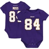 MITCHELL & NESS INFANT MITCHELL & NESS RANDY MOSS PURPLE MINNESOTA VIKINGS MAINLINER RETIRED PLAYER NAME & NUMBER BO