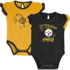 OUTERSTUFF NEWBORN & INFANT BLACK/GOLD PITTSBURGH STEELERS TOO MUCH LOVE TWO-PIECE BODYSUIT SET
