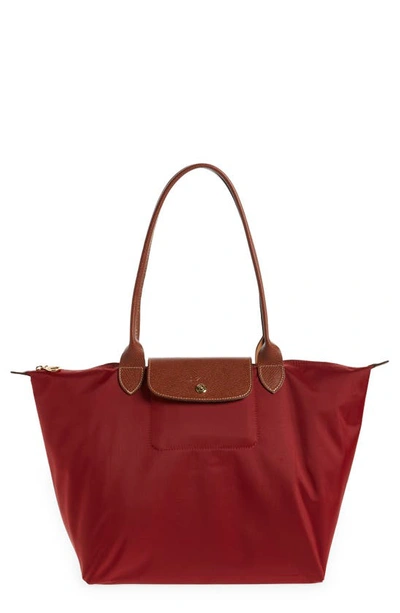 Longchamp Large Le Pliage Tote In Deep Red