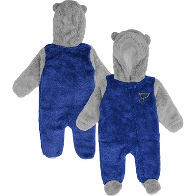Outerstuff Babies' Newborn And Infant Boys And Girls Blue St. Louis Blues Game Nap Teddy Fleece Bunting Full-zip Sleepe