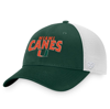 TOP OF THE WORLD TOP OF THE WORLD GREEN/WHITE MIAMI HURRICANES BREAKOUT TRUCKER SNAPBACK HAT