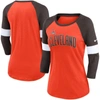 Nike Women's  Cleveland Browns Heathered Orange And Brown Football Pride Slub 3/4 Raglan Sleeve T-shi In Heather Orange