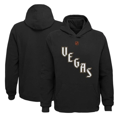 OUTERSTUFF YOUTH BLACK VEGAS GOLDEN KNIGHTS SPECIAL EDITION 2.0 PRIMARY LOGO FLEECE PULLOVER HOODIE