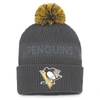 Fanatics Branded Charcoal Pittsburgh Penguins Authentic Pro Home Ice Cuffed Knit Hat With Pom In Charcoal
