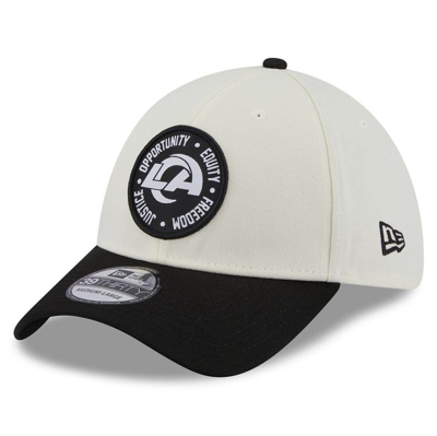 New Era Men's  Cream, Black Los Angeles Rams 2022 Inspire Change 39thirty Flex Hat In Cream,black