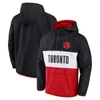 Fanatics Branded Black/red Toronto Raptors Team Leader Iconic Colorblock Anorak Raglan Quarter-zip H In Black