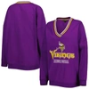 THE WILD COLLECTIVE THE WILD COLLECTIVE PURPLE MINNESOTA VIKINGS VINTAGE V-NECK PULLOVER SWEATSHIRT