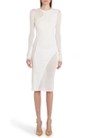 Tom Ford White Midi Dress With Transparent Inserts In Chalk