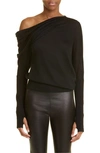 Tom Ford One-shoulder Cashmere And Silk-blend Sweater In Black