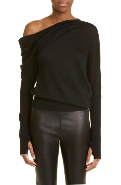 Tom Ford One-shoulder Cashmere And Silk-blend Sweater In Black