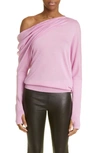 Tom Ford One-shoulder Cashmere And Silk-blend Sweater In Light Rose Bloom