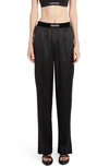 Tom Ford Logo Silk Satin Pajama Pants In Black