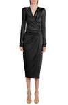 Tom Ford Long-sleeve Hooded Wrap Midi Dress In Black