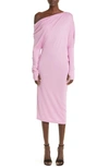 TOM FORD ONE-SHOULDER LONG SLEEVE CASHMERE & SILK MIDI SWEATER DRESS