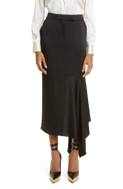 Tom Ford Asymmetric Satin Midi Skirt In Black