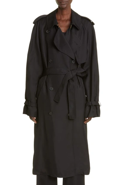 Tom Ford Fluid Twill Trench Coat In Black