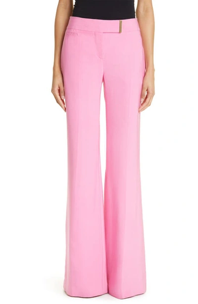 Tom Ford Mid Rise Wide Fluid Satin Pants In Pink