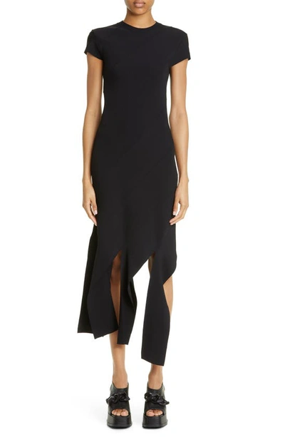 Stella Mccartney Compact Knit Midi Dress In Black/navy