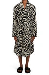 Tom Ford Zebra Print Cotton Terry Cloth Robe In Black