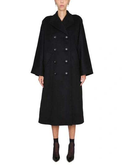 Dolce & Gabbana Double-breasted Baize Coat In Black