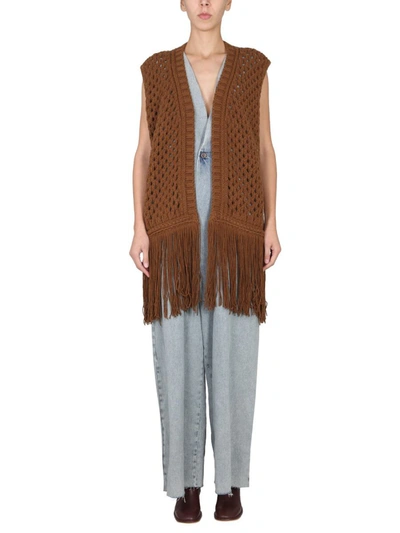 Alysi Net Waistcoat. In Brown