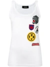 DSQUARED2 DSQUARED2 PATCH EMBROIDERED TANK TOP - WHITE,S72NC0649S2242711888142