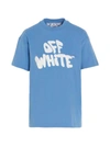 Off-white Light Blue T-shirt With 70s Graffiti Logo In Cotton Woman In Light Blue