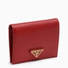 Prada Red Saffiano Leather Small Wallet In Red