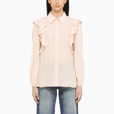 CHLOÉ CHLOÉ POWDER BLOUSE WITH RUFFLES,CHC23SHT15004/M_CHLOE-6H5_108-38