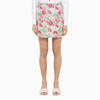 Ganni Multicolor Mini A-line Skirt With 3d Jacquard Floreal Motif In Recycled Polyester In Multicolor