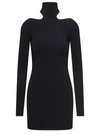 AMAZUÌN 'CLARA' BLACK HIGH COLLAR MINI DRESS WITH OPEN BACK IN ELASTICATED POLYAMIDE WOMAN AMAZUÌN