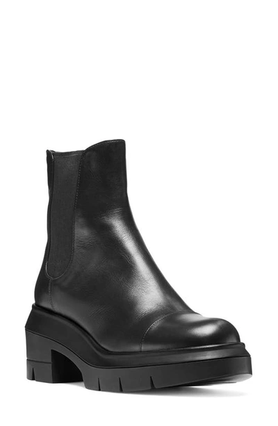 Stuart Weitzman Norah Leather Lug-sole Chelsea Booties In Black