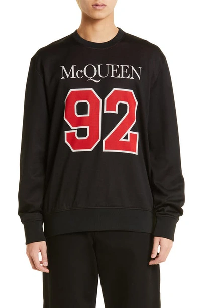 Alexander Mcqueen Black Sport Sweatshirt In Black/ Red/ White