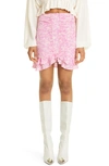 Isabel Marant Milendi Ruched Handkerchief Hem Stretch Silk Miniskirt In Pink