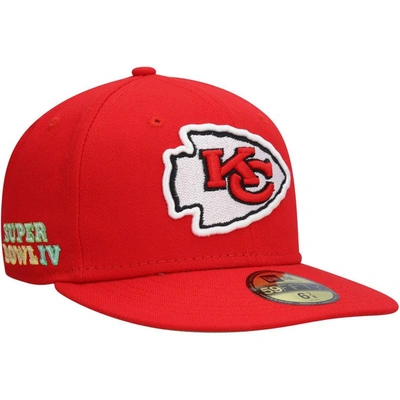 New Era Red Kansas City Chiefs Super Bowl Iv Citrus Pop 59fifty Fitted Hat