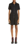 Moncler Short-sleeve Stand-collar Polo Dress In Nero