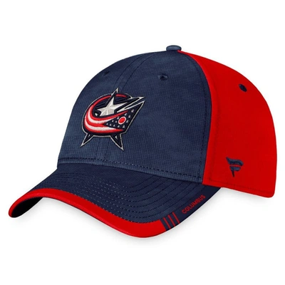 Fanatics Branded Navy/red Columbus Blue Jackets Authentic Pro Rink Camo Flex Hat In Navy,red